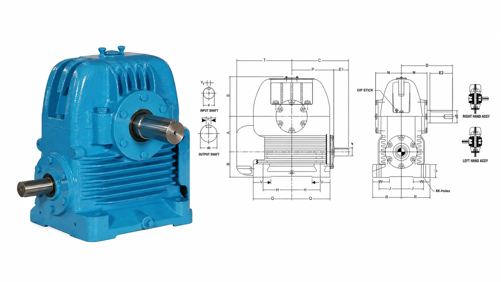 FU1000 Worm Gearbox Replacement Dimension